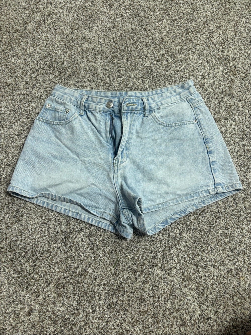 Light Blue High-Rise Denim Shorts